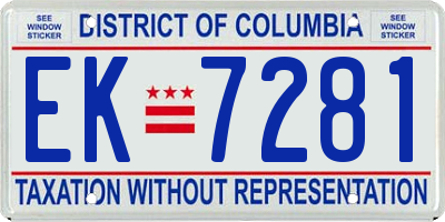 DC license plate EK7281