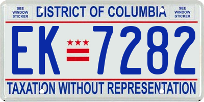 DC license plate EK7282