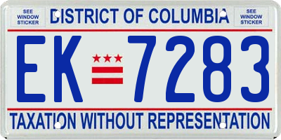 DC license plate EK7283