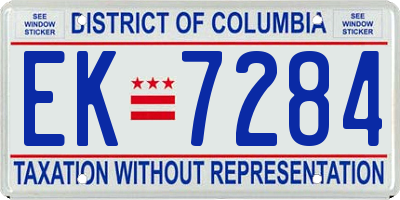 DC license plate EK7284