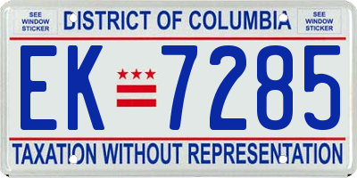 DC license plate EK7285