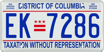 DC license plate EK7286