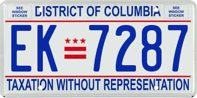 DC license plate EK7287