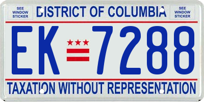 DC license plate EK7288