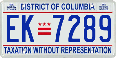 DC license plate EK7289