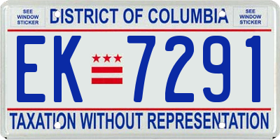 DC license plate EK7291