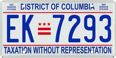 DC license plate EK7293