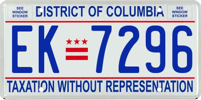 DC license plate EK7296