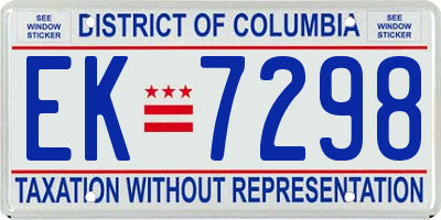 DC license plate EK7298