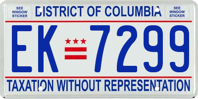 DC license plate EK7299