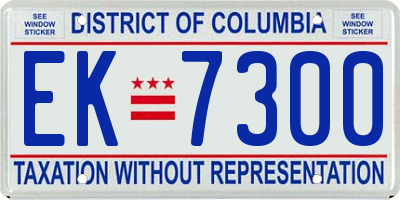 DC license plate EK7300