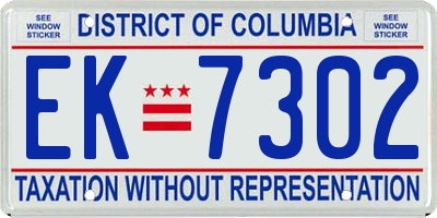 DC license plate EK7302