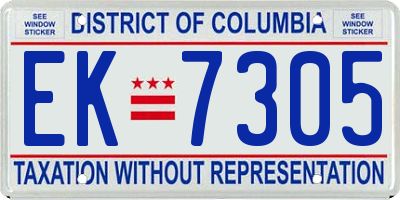 DC license plate EK7305