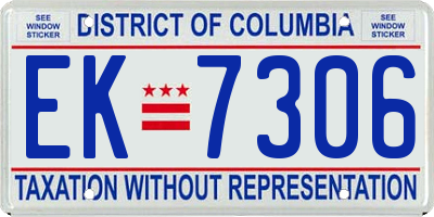 DC license plate EK7306