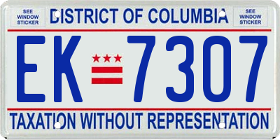 DC license plate EK7307