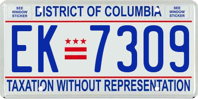 DC license plate EK7309