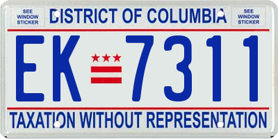 DC license plate EK7311