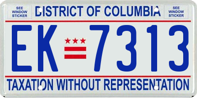 DC license plate EK7313