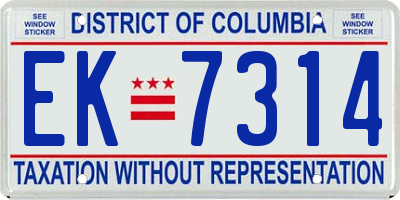 DC license plate EK7314