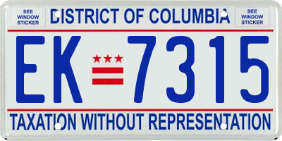 DC license plate EK7315