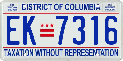 DC license plate EK7316