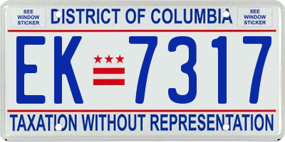 DC license plate EK7317