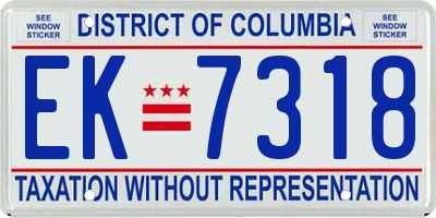 DC license plate EK7318