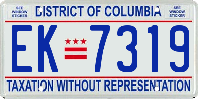 DC license plate EK7319