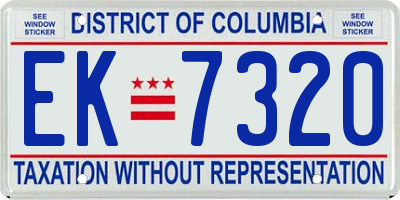 DC license plate EK7320