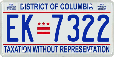 DC license plate EK7322