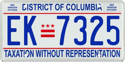 DC license plate EK7325