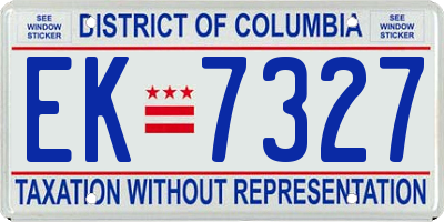 DC license plate EK7327