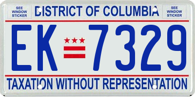 DC license plate EK7329