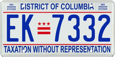 DC license plate EK7332