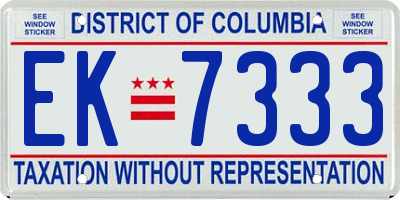 DC license plate EK7333