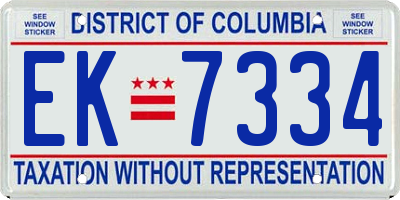 DC license plate EK7334