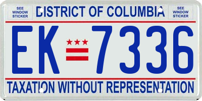 DC license plate EK7336