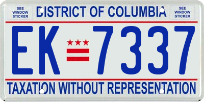 DC license plate EK7337