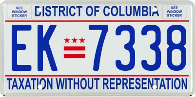 DC license plate EK7338