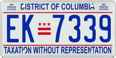 DC license plate EK7339