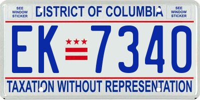 DC license plate EK7340