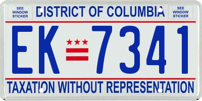 DC license plate EK7341