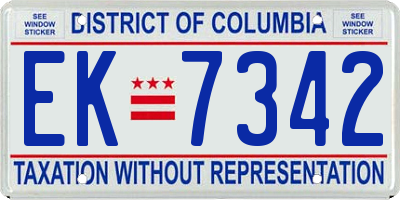 DC license plate EK7342