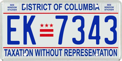 DC license plate EK7343