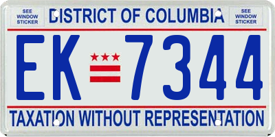 DC license plate EK7344