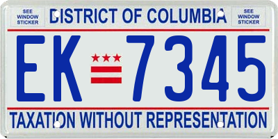 DC license plate EK7345