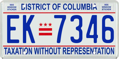 DC license plate EK7346