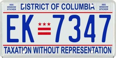 DC license plate EK7347