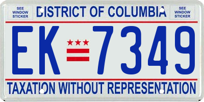 DC license plate EK7349