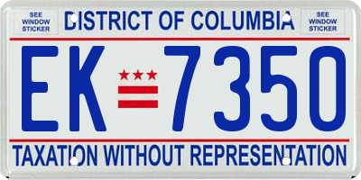 DC license plate EK7350